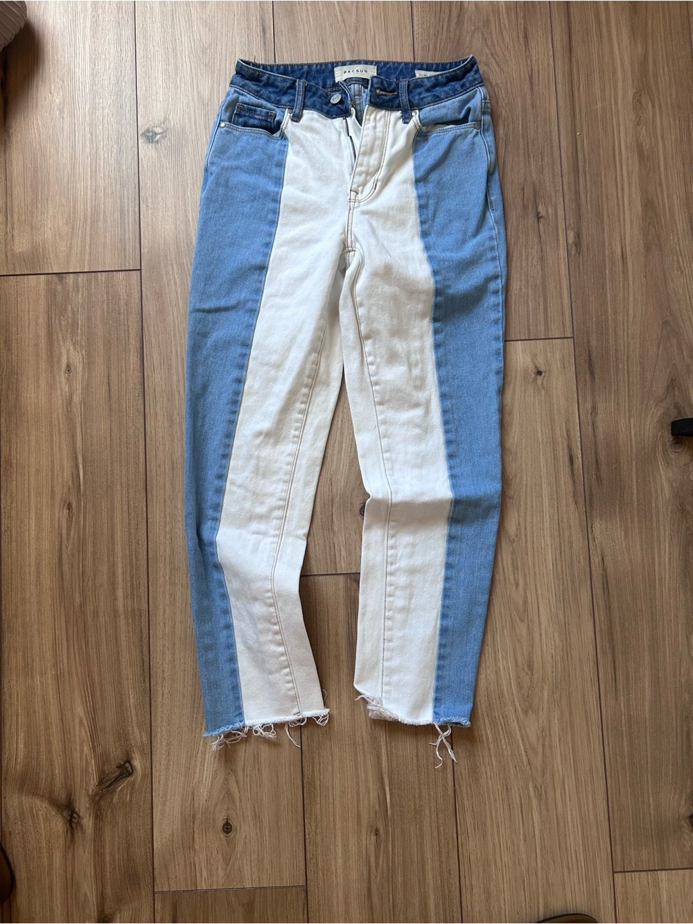 Two-Tone Blue and White PacSun Mom Jeans Surfer Grunge 90s
